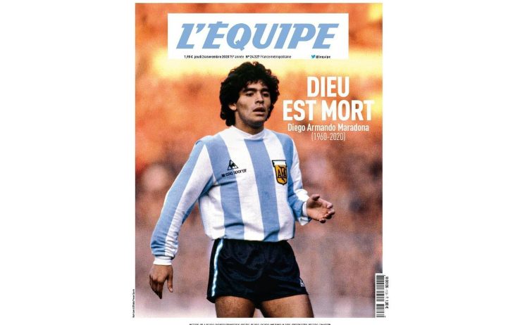 Maradona: i giornali di tutto il mondo dedicano la copertina a “D10S”
