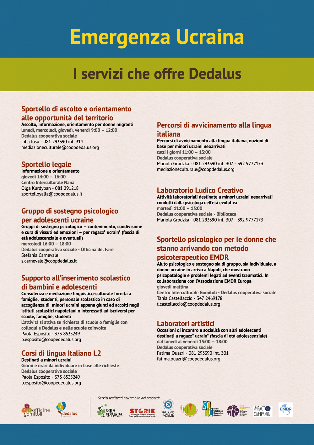 Emergenza Ucraina: i servizi offerti dalla cooperativa sociale “Dedalus”