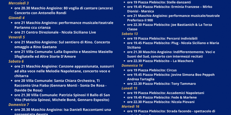 Eventi e spettacoli in programma a Napoli ad agosto