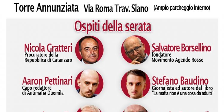 Venerdì 30 settembre a Torre Annunziata il movimento delle Agende Rosse e Nicola Gratteri