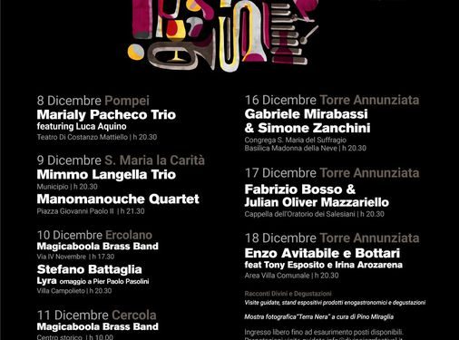 DiVino Jazz Festival: la XVI edizione dall’8 al 18 dicembre in 5 comuni della provincia di Napoli