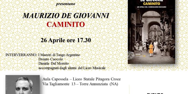 Mercoledì 26 aprile, Maurizio De Giovanni presenta il romanzo “Caminito” a Torre Annunziata