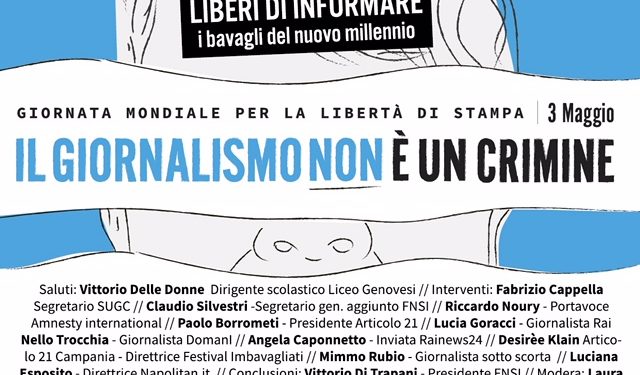 Giornata della libertà di stampa: evento al liceo Genovesi con Fnsi, Sugc, Articolo21 e Amnesty
