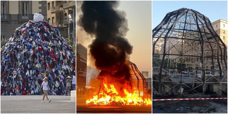 Napoli, “la Venere degli stracci” distrutta da un incendio