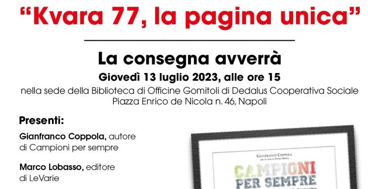 “Kvara 77, la pagina unica” del libro campioni per sempre sarà riprodotta e consegnata alla comunità georgiana di Napoli