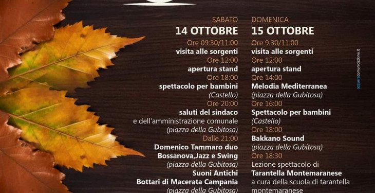14-15 ottobre: 45esima edizione della Sagra della Castagna di Cassano Irpino