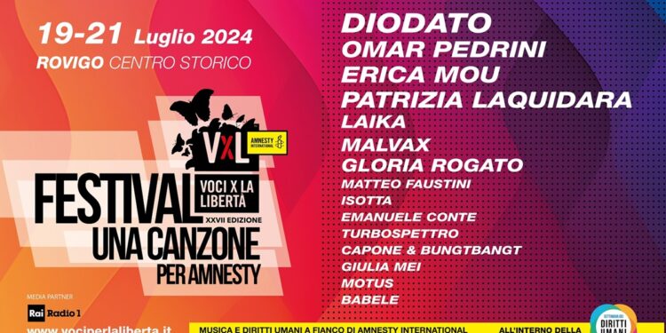 Dal 19 al 21 luglio “Una canzone per Amnesty”: il programma