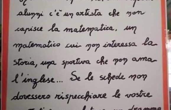 “Cari genitori, non fate drammi per le pagelle”: l’appello di una scuola diventa virale