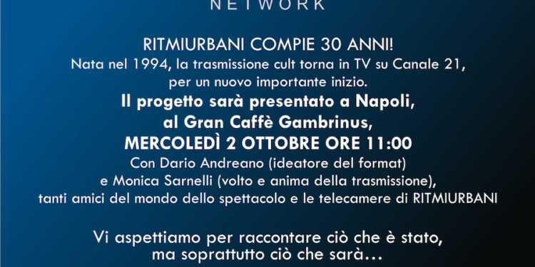30 anni di RITMIURBANI: una festa e il ritorno in TV