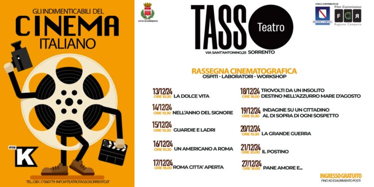 Al Teatro Tasso di Sorrento, dal 13 al 27 dicembre, la rassegna che omaggia i grandi del cinema