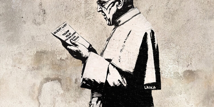 “Gli invitati”, la street artist Laika dedica un’opera a Papa Francesco