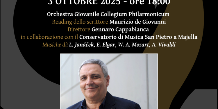 Venerdì 3 ottobre, al conservatorio di Napoli San Pietro a Majella, il reading/concerto di Maurizio de Giovanni