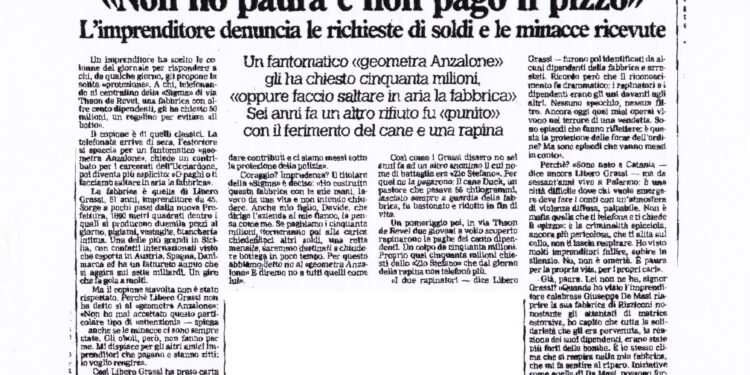 10 gennaio, il giorno del no al racket: la lezione di Libero Grassi che parla ancora all’Italia