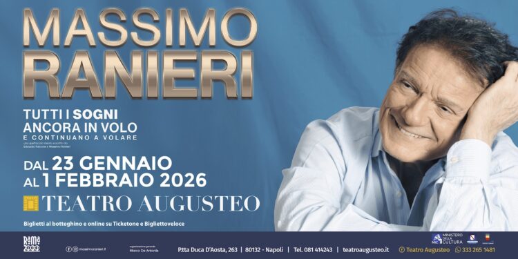 Da venerdì 23 gennaio a domenica 1° febbraio, al teatro Augusteo, Massimo Ranieri con “tutti i sogni ancora in volo”