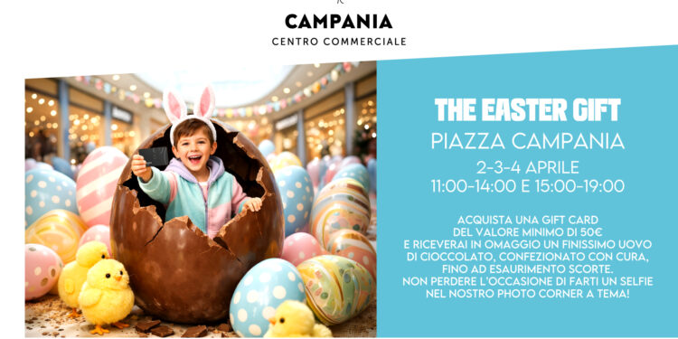 “The Easter Gift” al Centro Campania: gift card, uova di cioccolato e photo corner per una Pasqua speciale