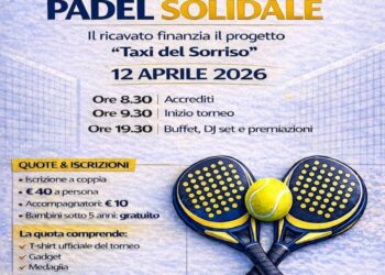 Domenica 12 aprile Torneo di Padel Solidale per famiglie finanziare il progetto “Taxi del sorriso”
