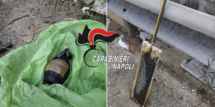 Controlli dei carabinieri nel vesuviano: sequestrati droga, bombe a mano e ordigni artigianali