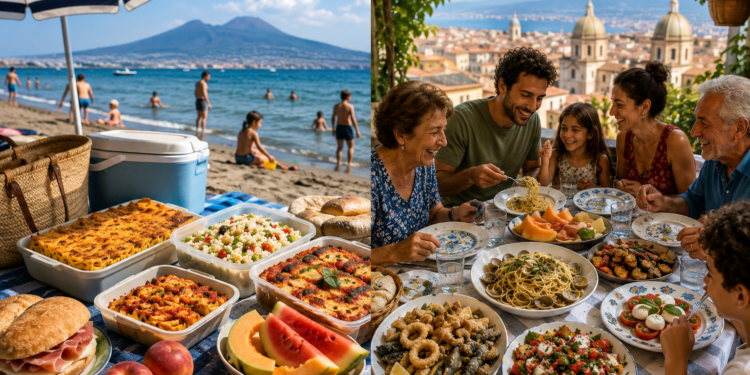 A Napoli la domenica d’estate ha due anime: il pranzo sotto l’ombrellone e quello a tavola con la famiglia